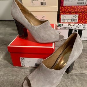 Coach Roslyn Kid Gray Suede Chunky Heel 9